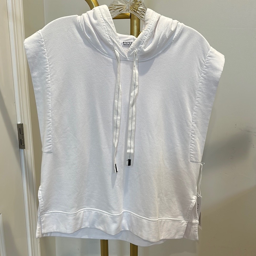 Stateside White Sleeveless Hoodie